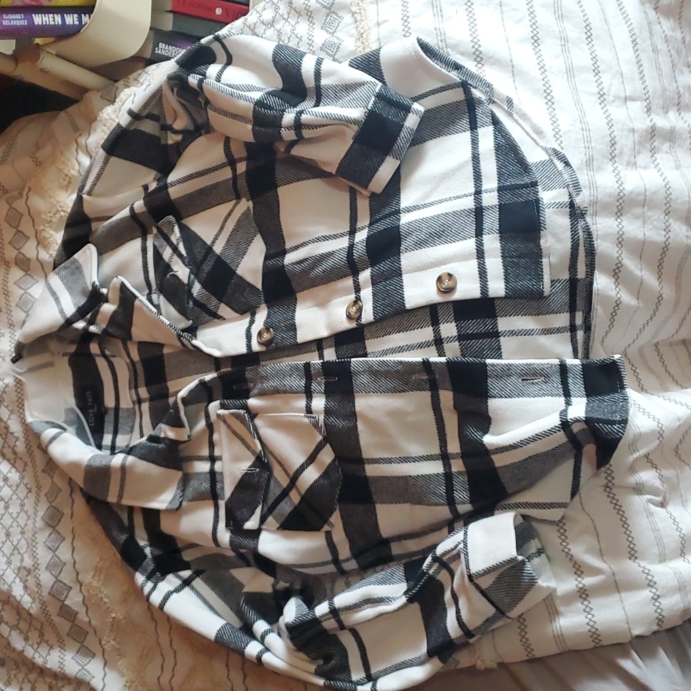 Small Love Tree plaid flannel coat